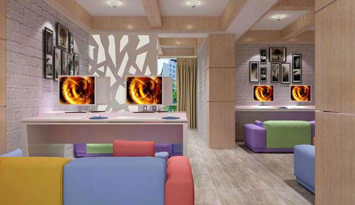 現(xiàn)代簡約風格網(wǎng)咖裝修設計效果圖