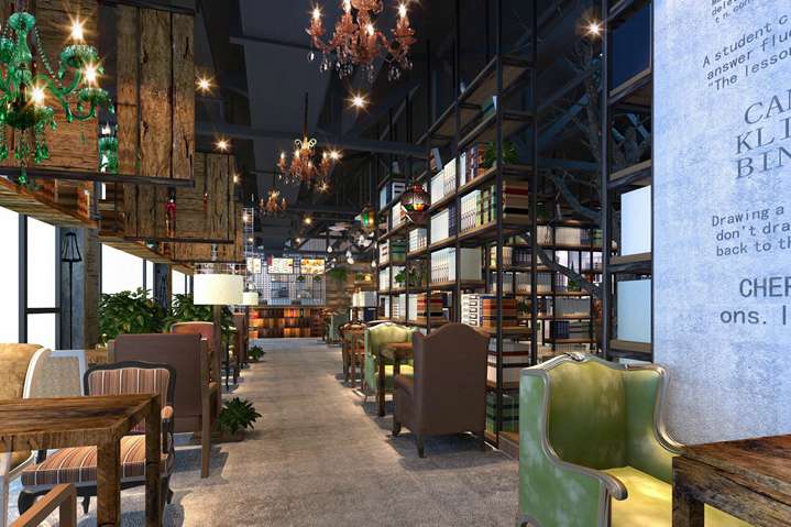 書吧文具店鋪空間裝修設(shè)計效果圖