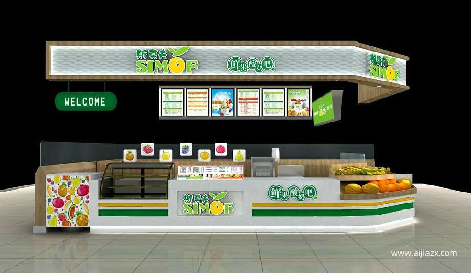 鄭州水果飲品店設計,水果飲品店室內(nèi)設計的4個關鍵點