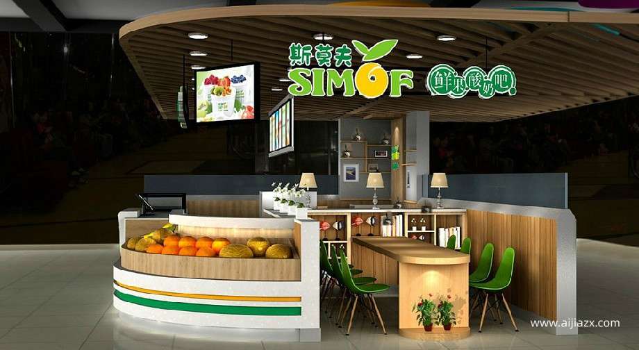 鄭州水果飲品店設計,水果飲品店室內(nèi)設計的4個關鍵點
