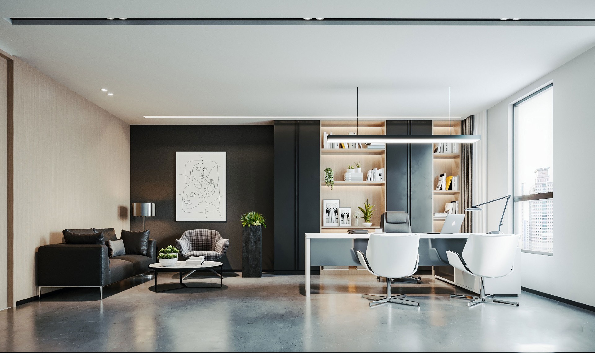 1300平米集團(tuán)公司辦公室裝修設(shè)計(jì)效果圖