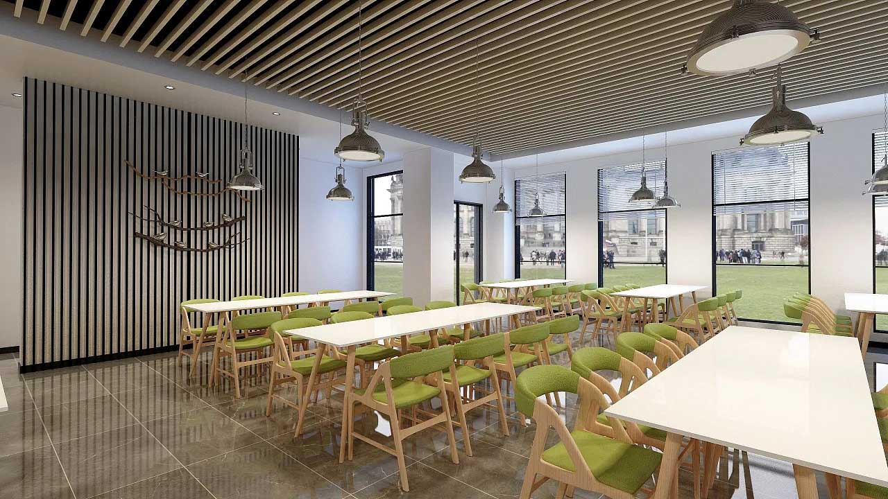 鄭州產業(yè)園員工食堂裝修設計效果圖