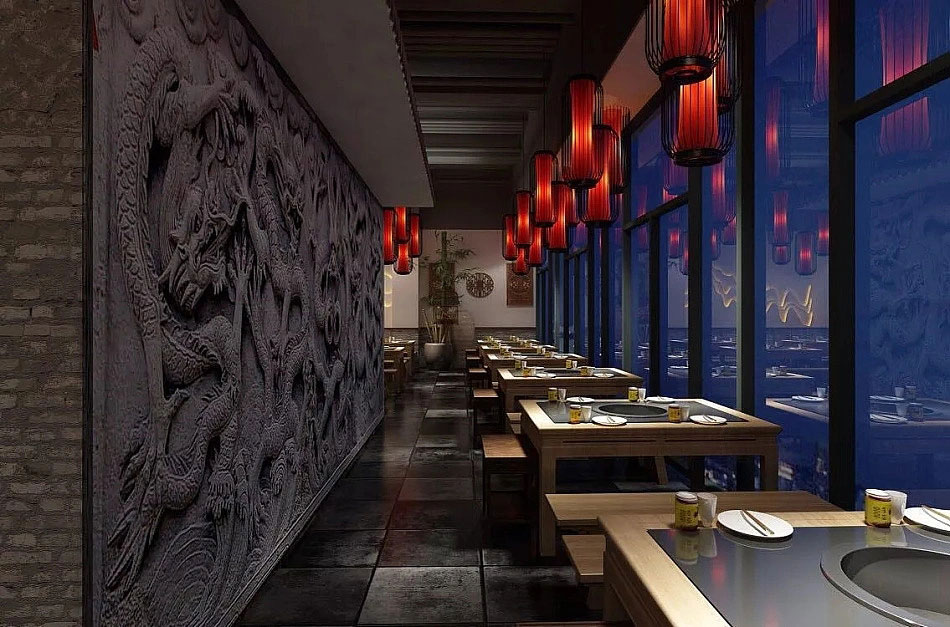 鄭州火鍋店裝修設(shè)計(jì)-650平米火鍋店裝修效果圖