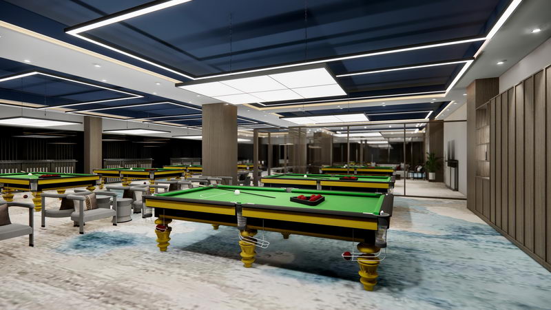 1000平米鄭州臺球會所裝修設(shè)計(jì)效果圖