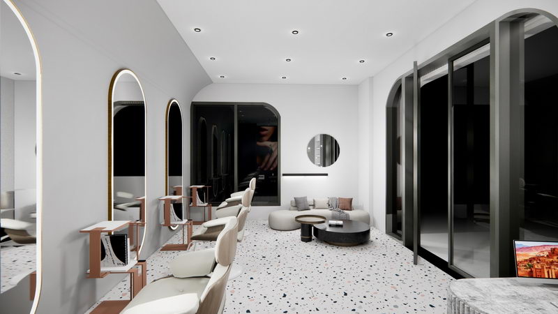 98平方美發(fā)店裝修設計效果圖