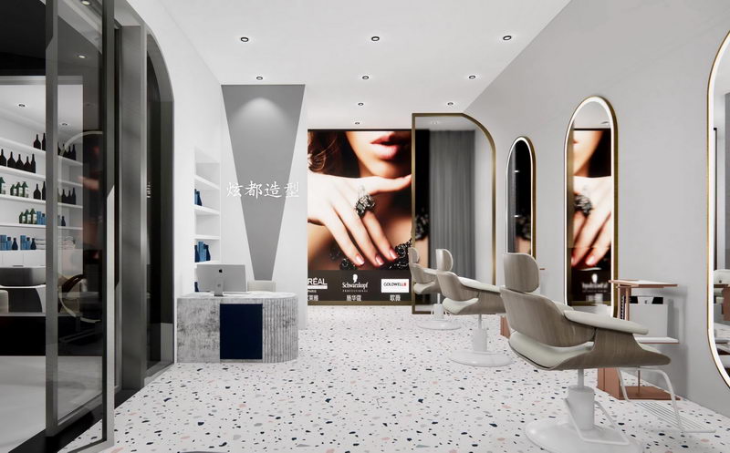 98平方美發(fā)店裝修設計效果圖