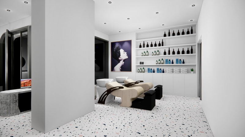 98平方美發(fā)店裝修設計效果圖