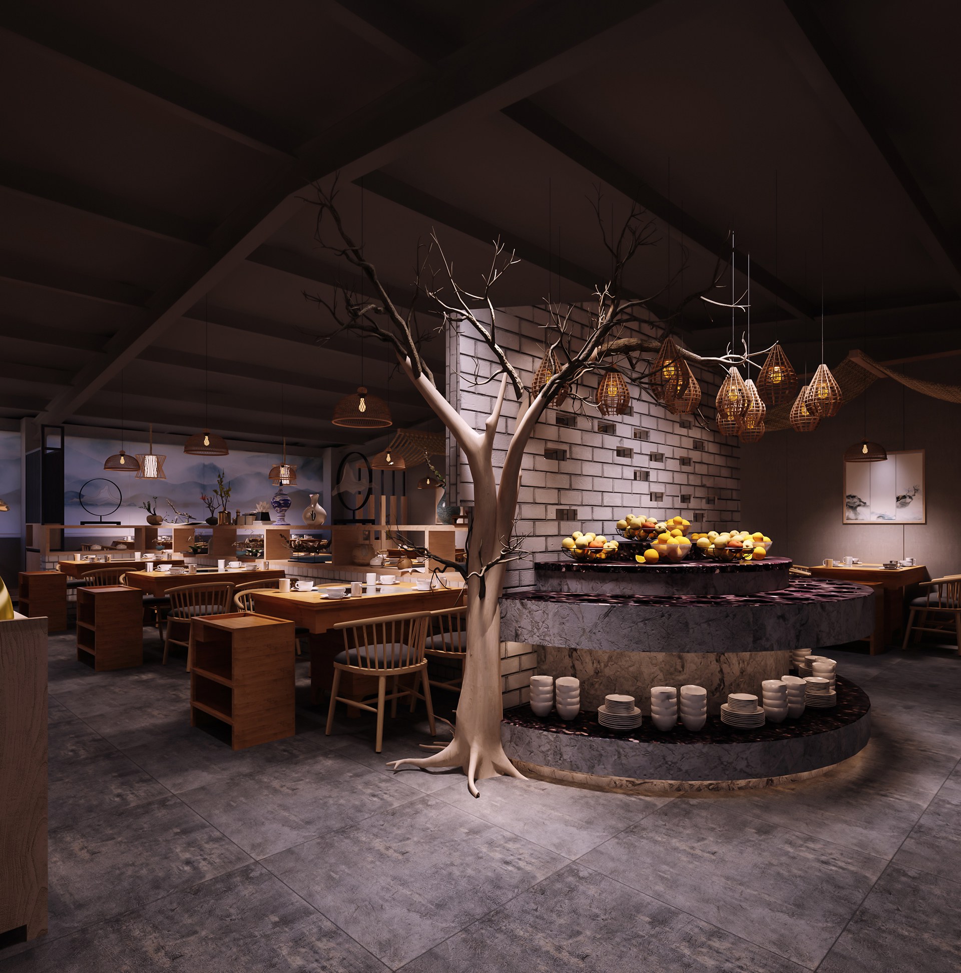 320平米火鍋餐飲店裝修設(shè)計效果圖