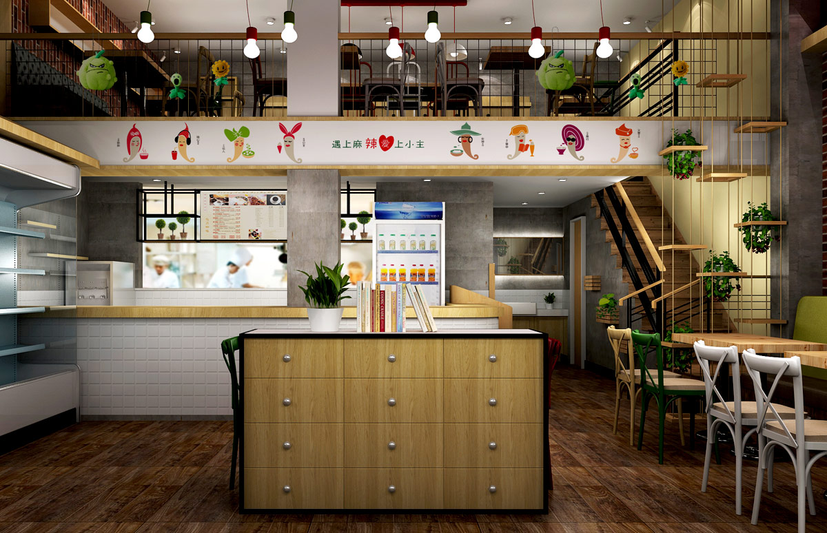145平米麻辣燙餐飲店設(shè)計效果圖
