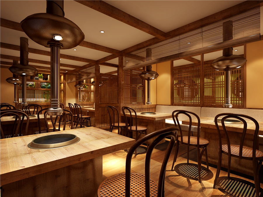 600平米韓式烤肉店設(shè)計裝修效果圖