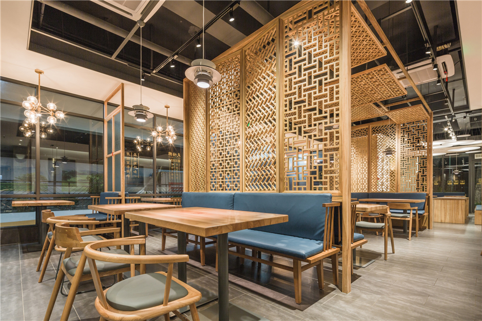 120平米新中式餐廳裝修設(shè)計效果圖