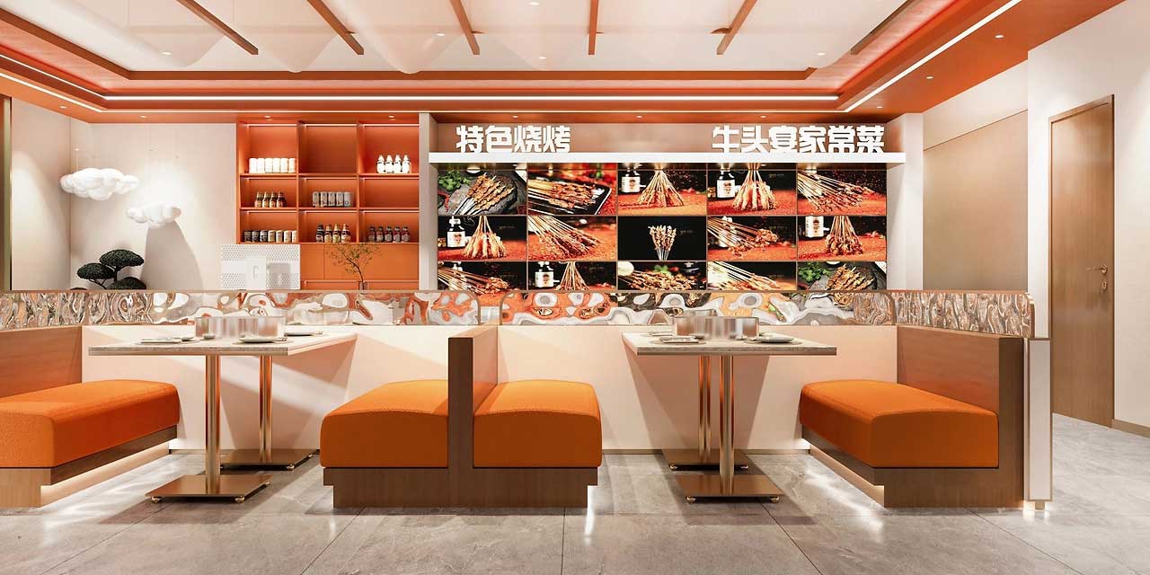180平米燒烤家常菜館裝修設(shè)計(jì)效果圖