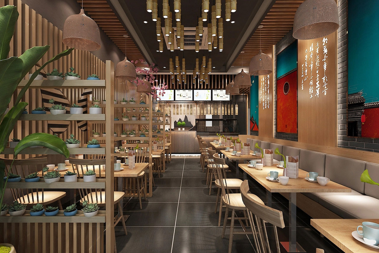 178平米中式面館店面設(shè)計效果圖