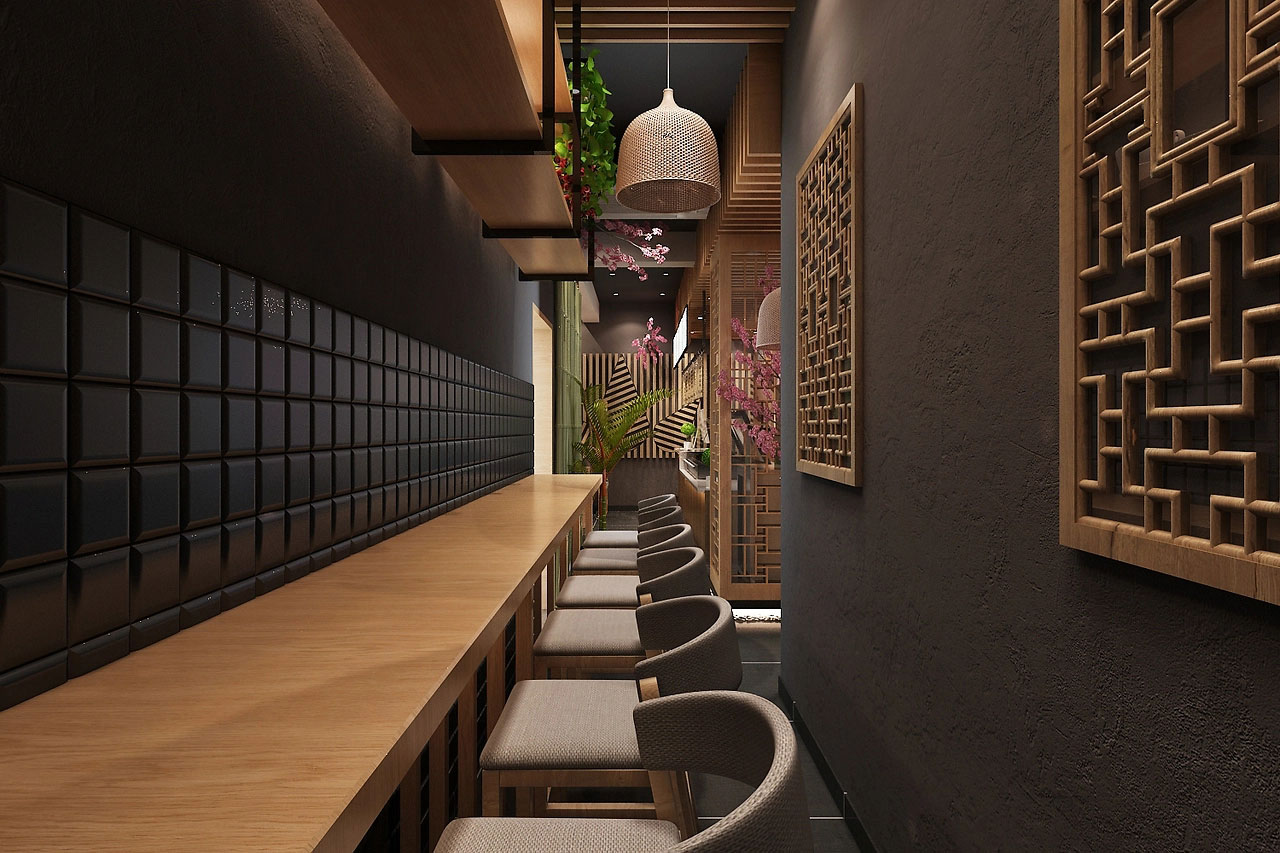 178平米中式面館店面設(shè)計效果圖