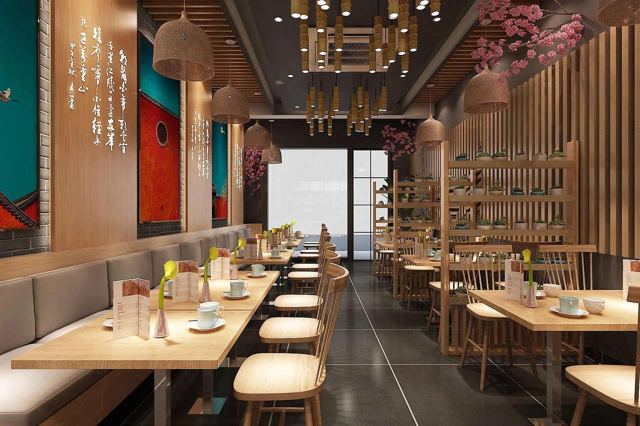 178平米中式面館店面設(shè)計效果圖