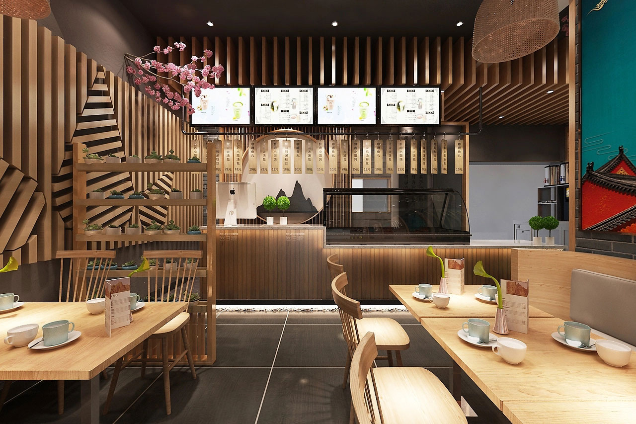 178平米中式面館店面設(shè)計效果圖