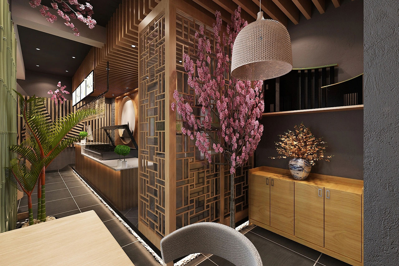 178平米中式面館店面設(shè)計效果圖