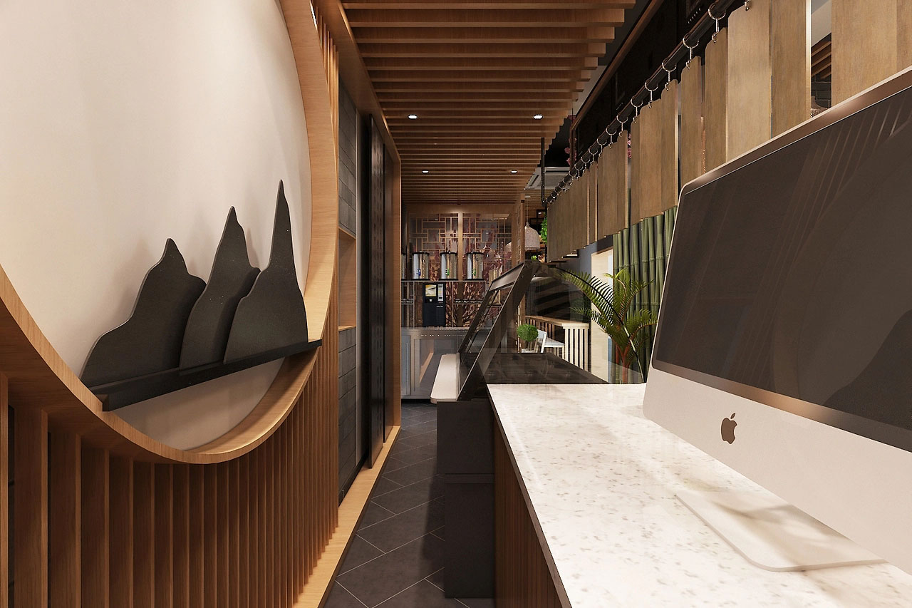 178平米中式面館店面設(shè)計效果圖