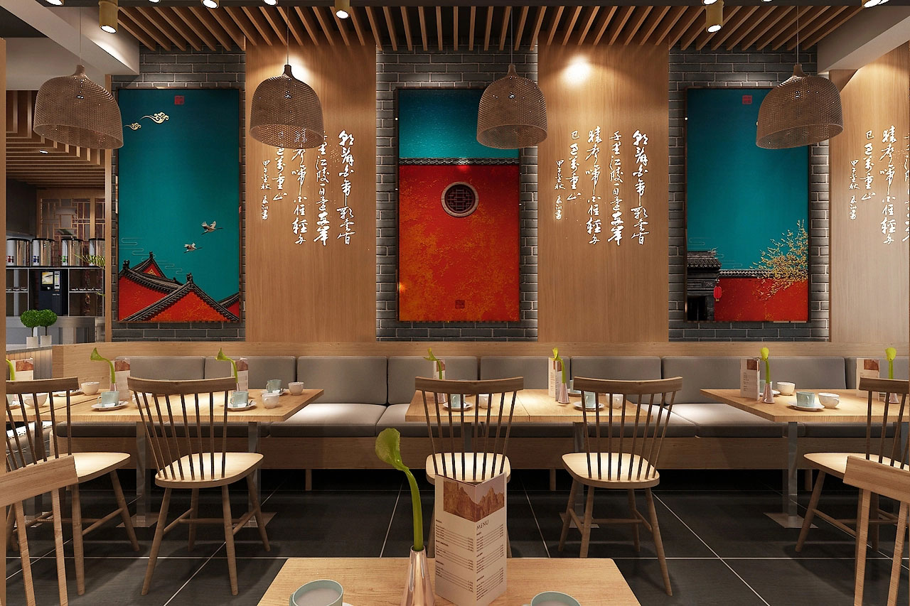 178平米中式面館店面設(shè)計效果圖