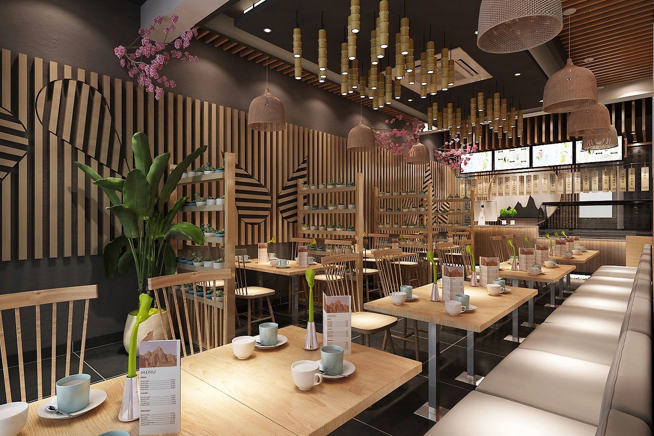 178平米中式面館店面設(shè)計效果圖