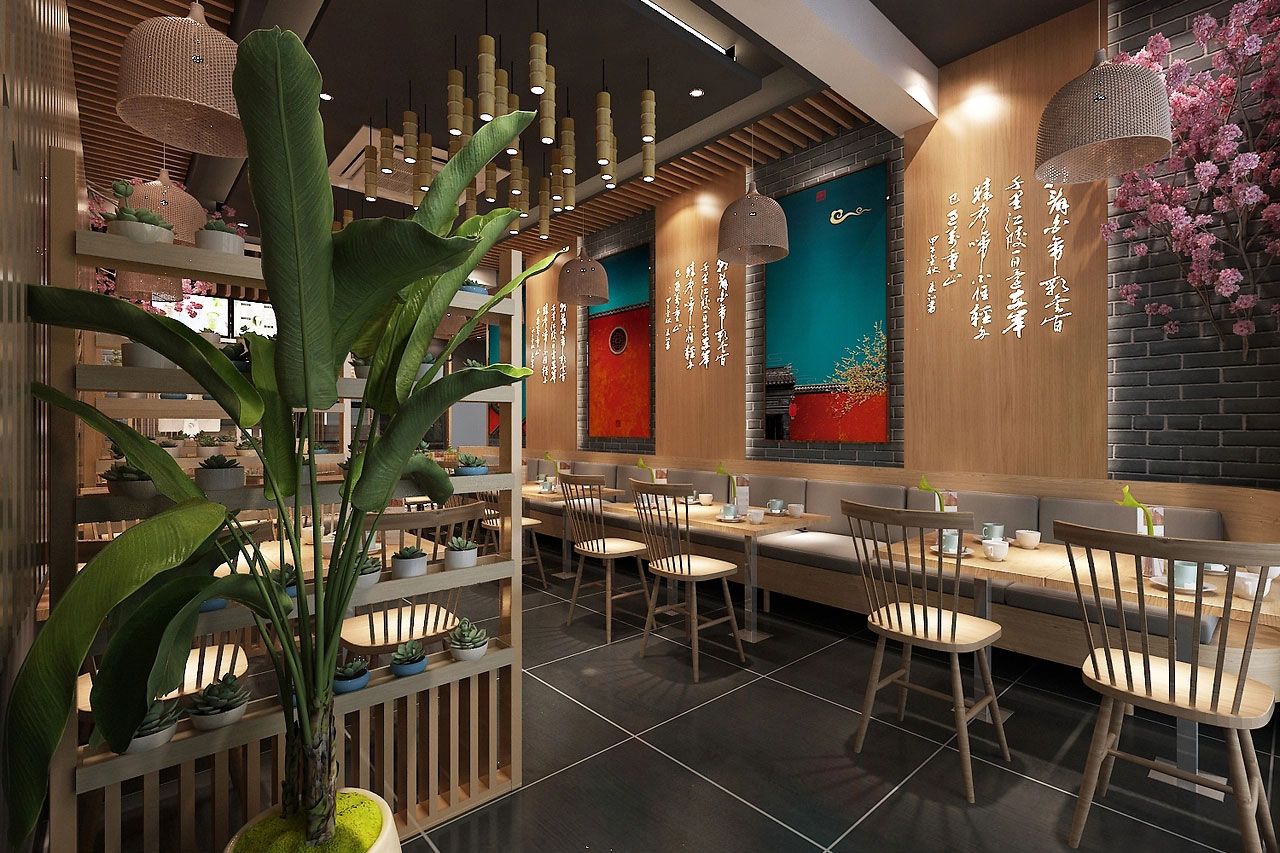 178平米中式面館店面設(shè)計效果圖