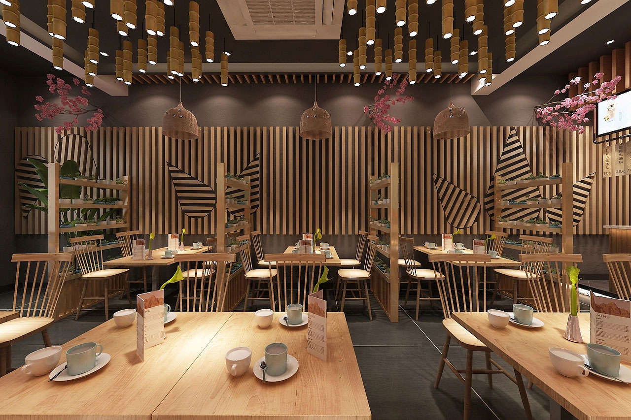 178平米中式面館店面設(shè)計效果圖