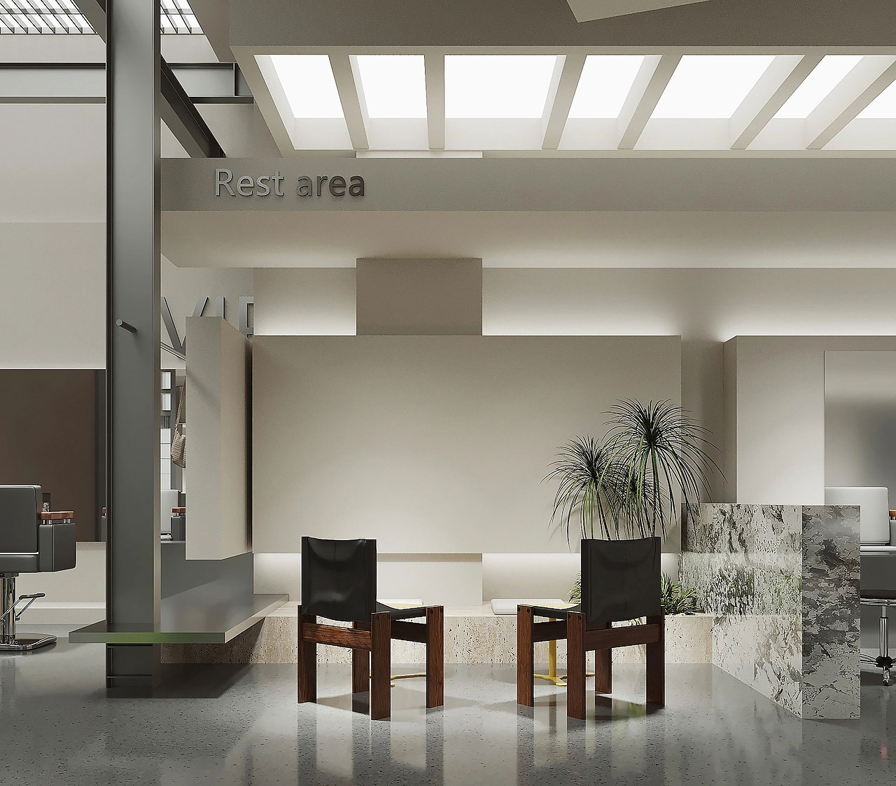 53平米極簡理發(fā)店設(shè)計(jì)裝修效果圖