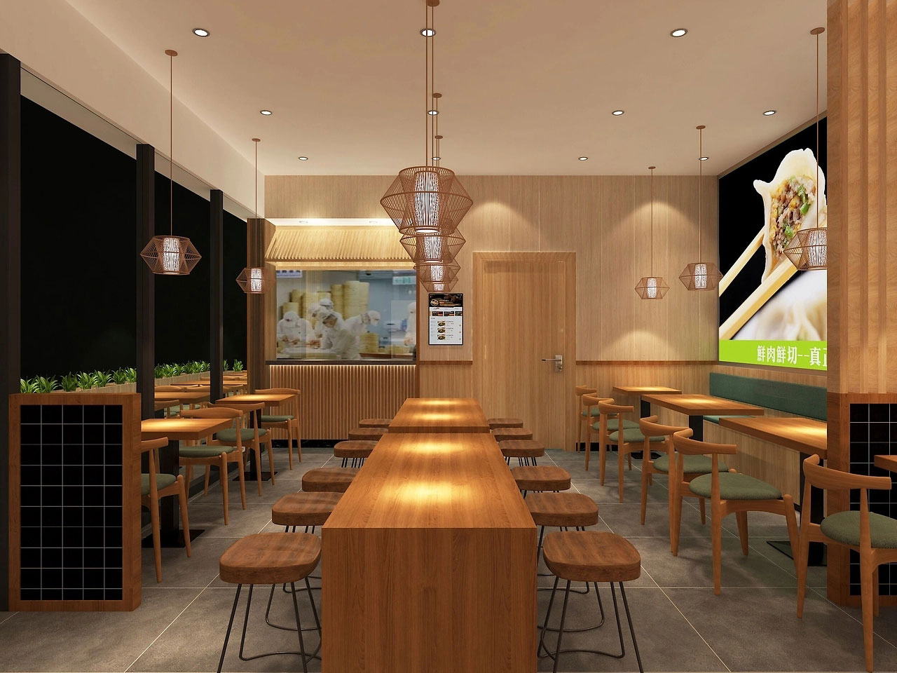 186平米手工餃子館裝修設(shè)計(jì)效果圖