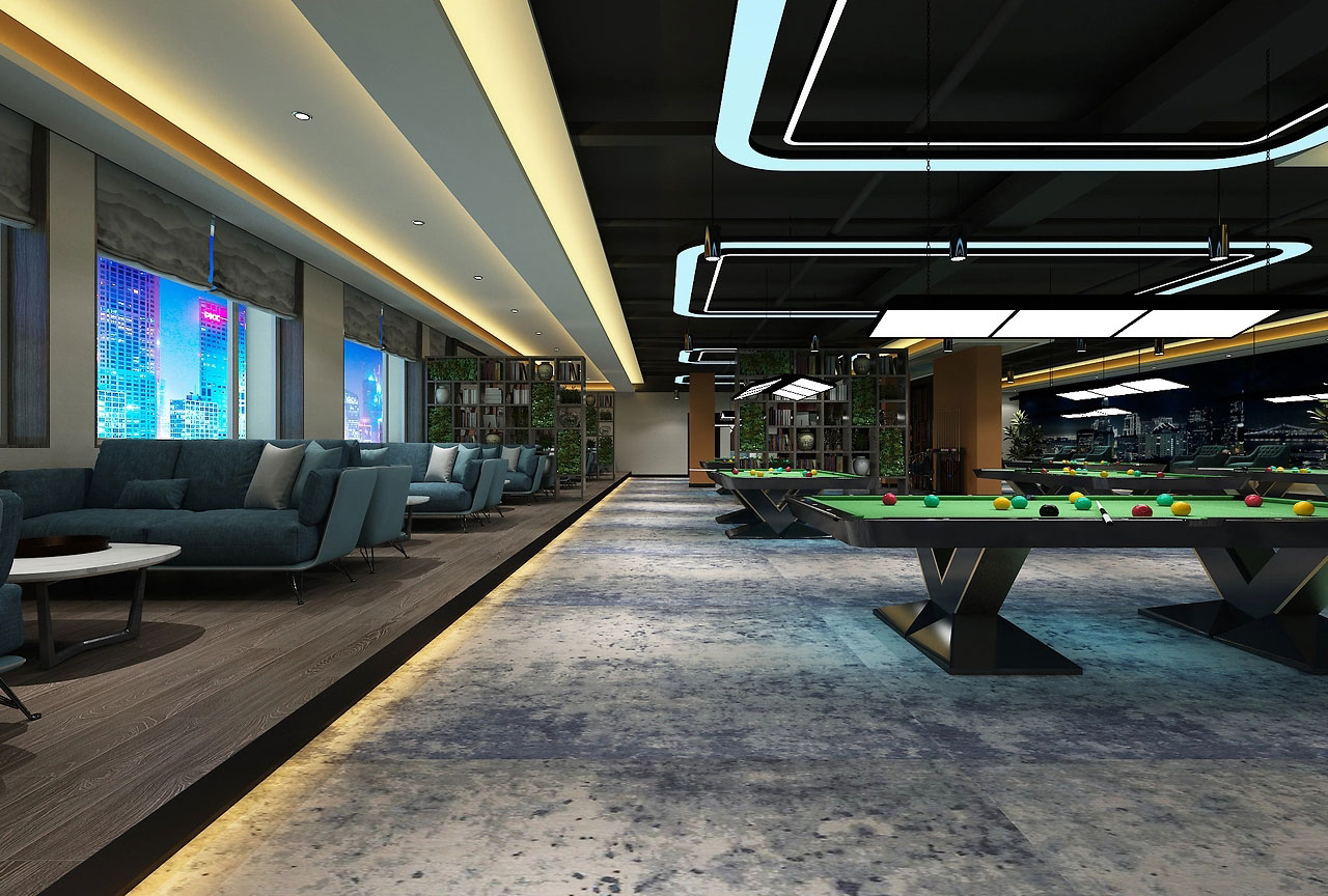 314平米鄭州臺球館裝修設(shè)計效果圖
