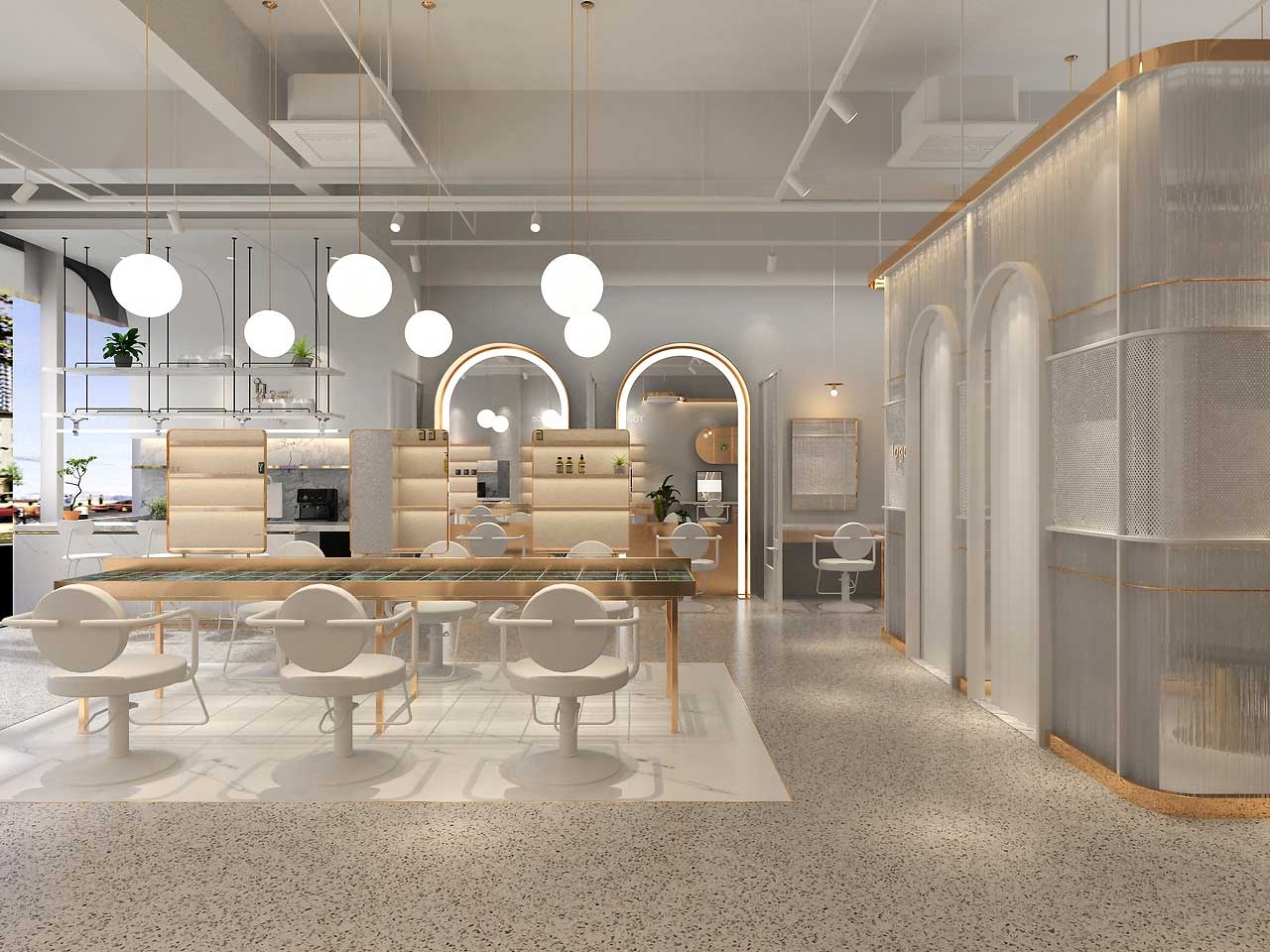 125平米鄭州美容美發(fā)店面裝修設(shè)計(jì)效果圖