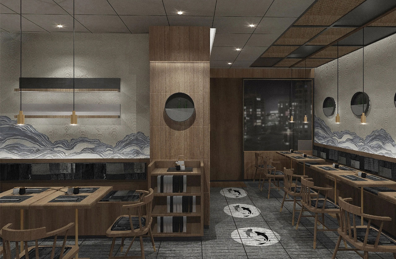 148平米鄭州魚(yú)火鍋店面裝修設(shè)計(jì)效果圖