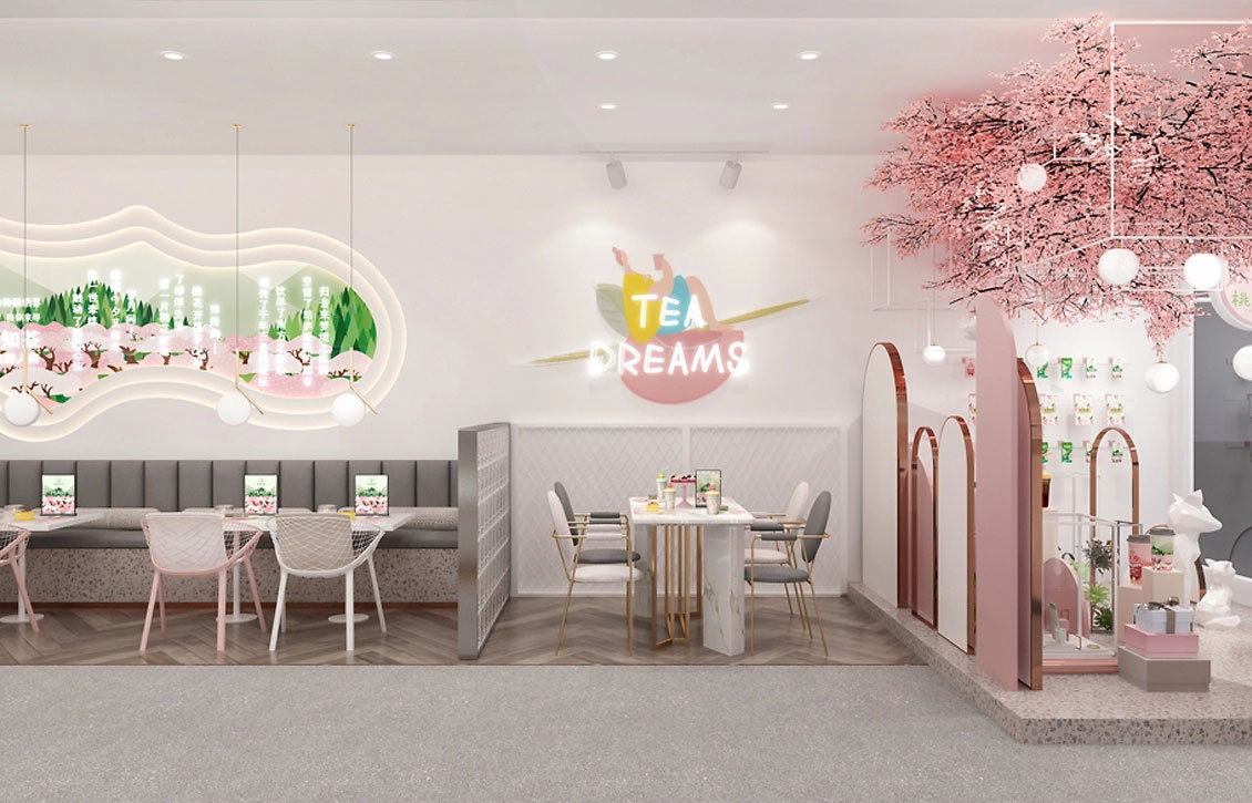 58平米鄭州奶茶店裝修設(shè)計(jì)效果圖