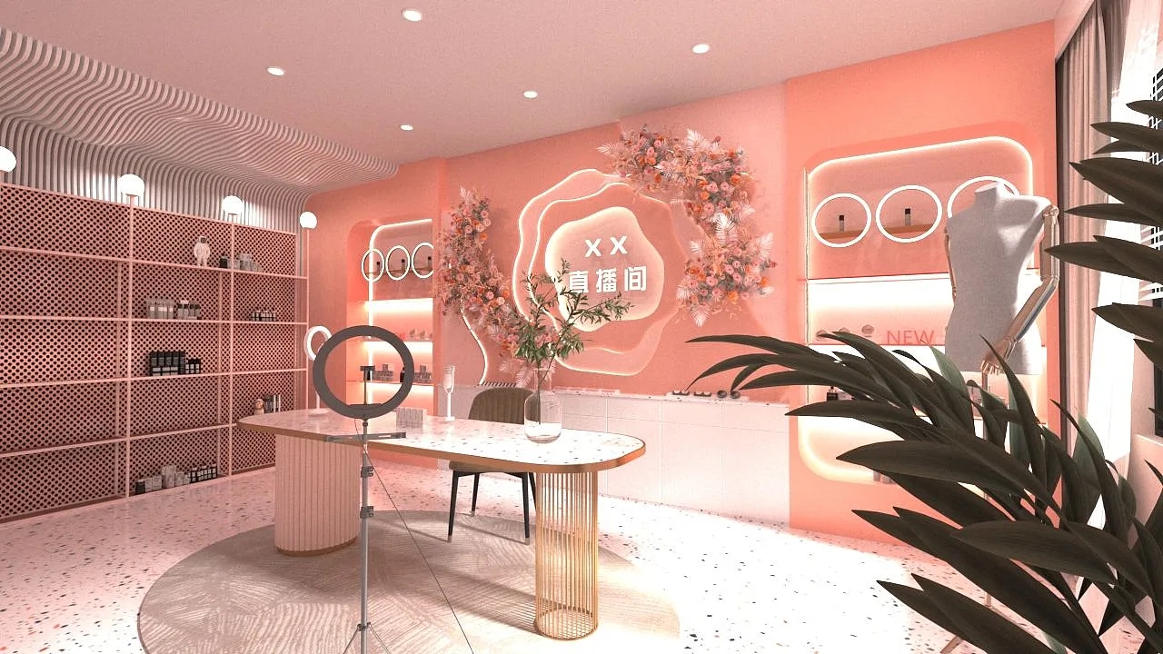 直播間背景墻設(shè)計搭建，直播間背景墻裝修效果圖