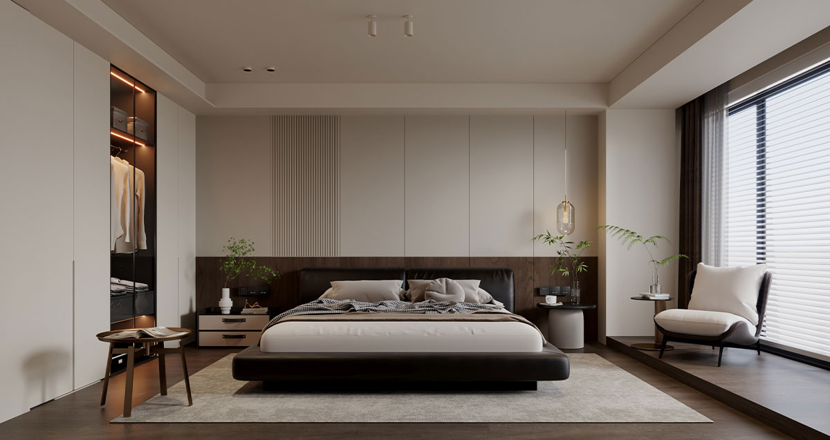 萬(wàn)科世曦135平米意式輕奢風(fēng)四居室裝修效果圖