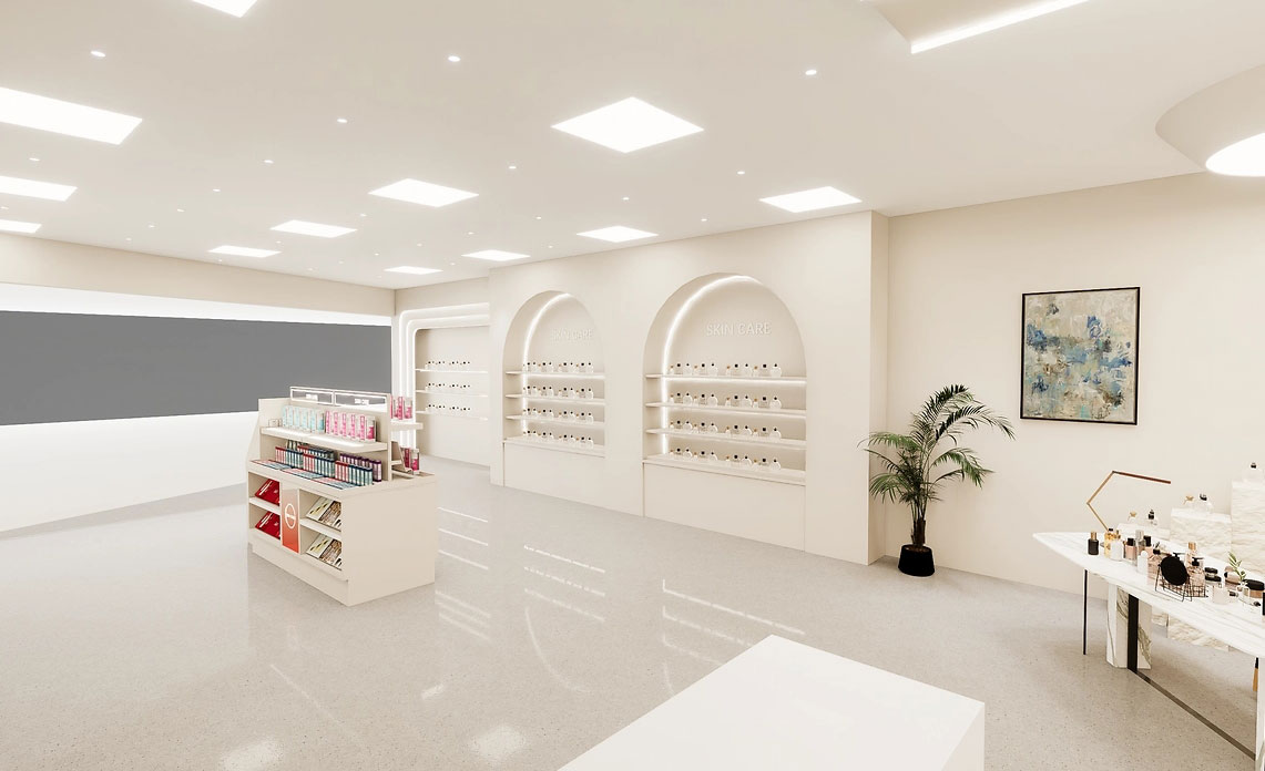 45平米鄭州化妝品店鋪直播間設(shè)計(jì)效果圖
