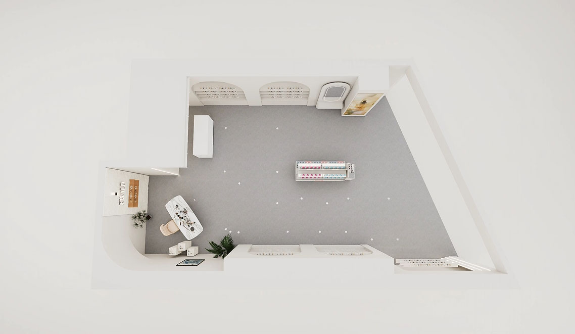 45平米鄭州化妝品店鋪直播間設(shè)計(jì)效果圖