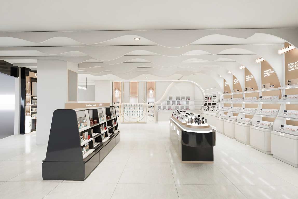 90平米鄭州化妝品店直播間設(shè)計(jì)效果圖