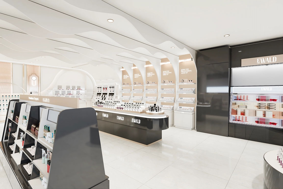 90平米鄭州化妝品店直播間設(shè)計(jì)效果圖