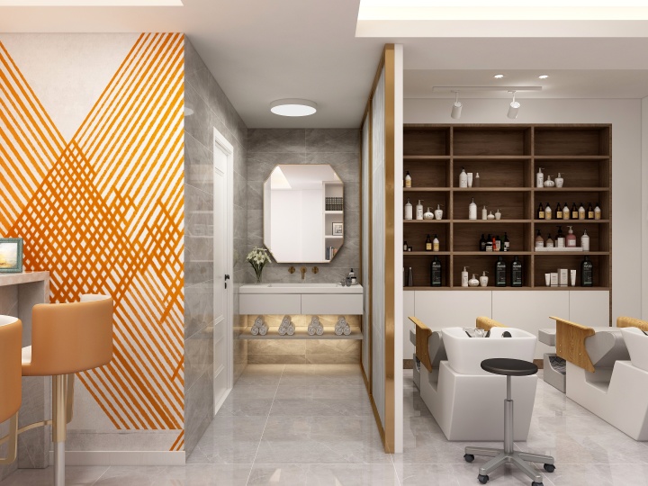 65平米輕奢風格理發(fā)店設計效果圖