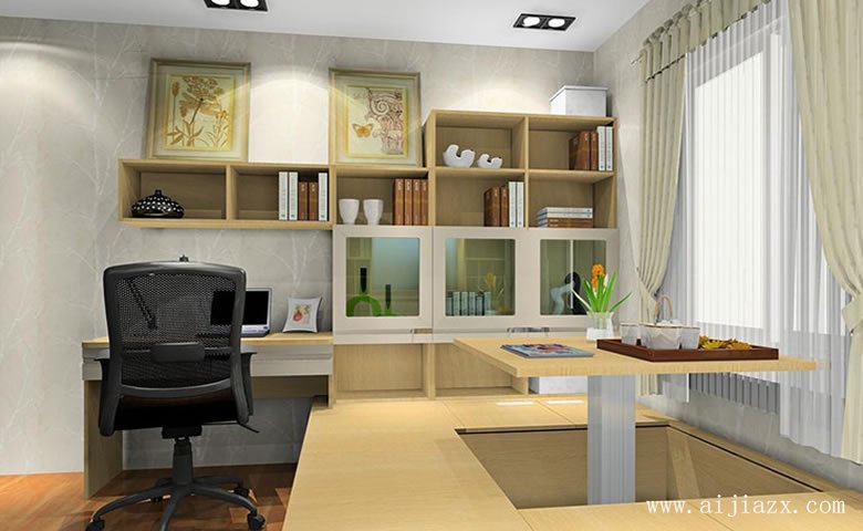  淺色純凈的現(xiàn)代簡(jiǎn)約風(fēng)格書(shū)房裝修效果圖