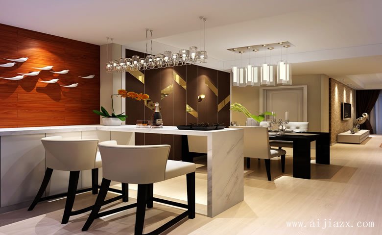 開闊大方的現(xiàn)代風格大戶型餐廳裝修效果圖