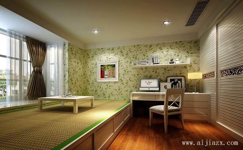 簡單舒適的現(xiàn)代風格大戶型書房裝修效果圖