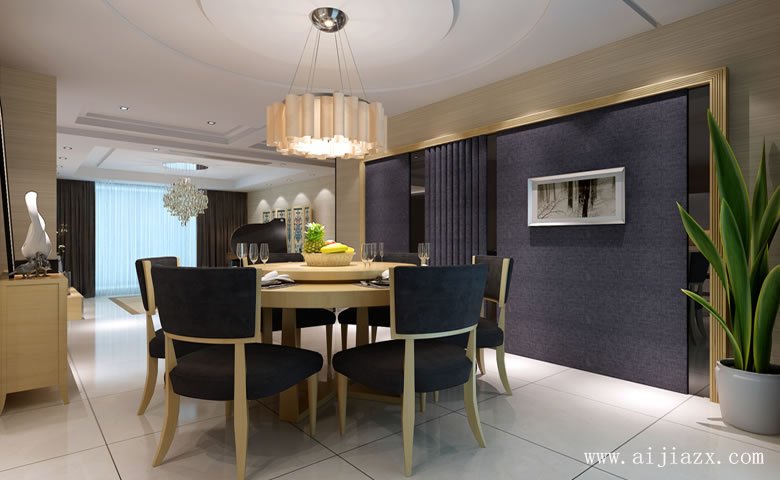   寧靜優(yōu)雅的370平米現(xiàn)代風(fēng)格別墅餐廳裝修效果圖
