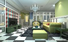 鄭州現(xiàn)代風格個性時尚一居室裝修效果圖