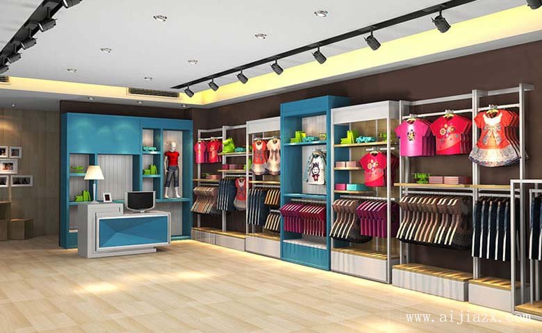 冷色調(diào)的童裝專(zhuān)賣(mài)店裝修收銀區(qū)裝修效果圖