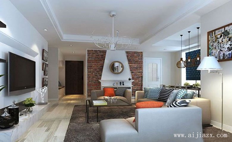 白色時尚的簡約北歐風(fēng)格兩居室客廳裝修效果圖