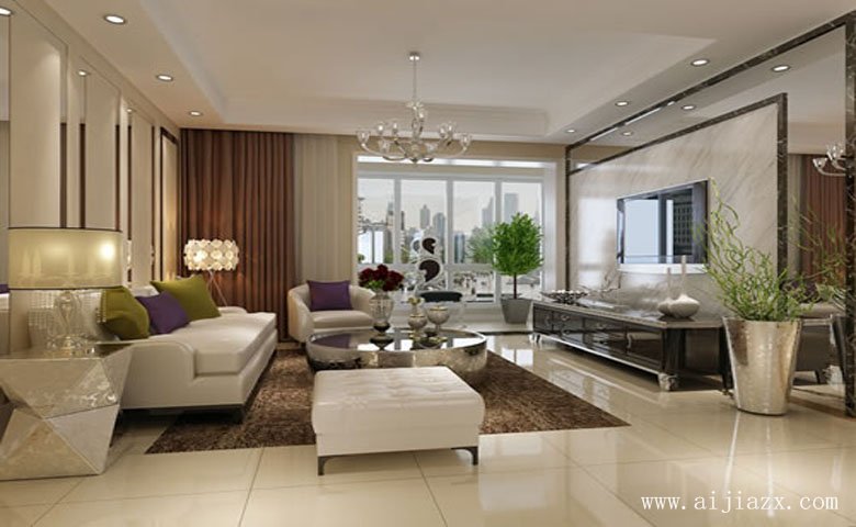 開闊自由的現(xiàn)代簡約風格大戶型客廳裝修效果圖