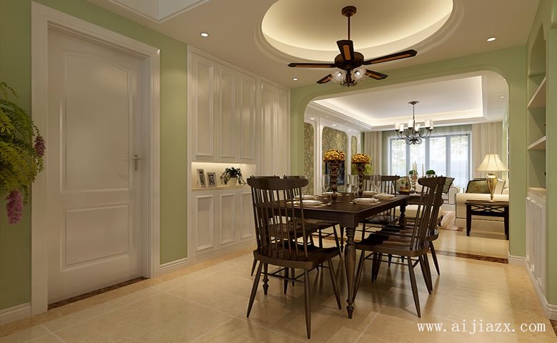 簡(jiǎn)單純美的美式田園風(fēng)格大戶型餐廳裝修效果圖